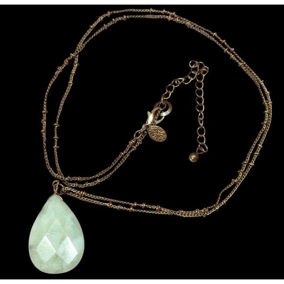 Vintage Lydell NYC Green Teardrop Agate Necklace - Picture 1 of 6